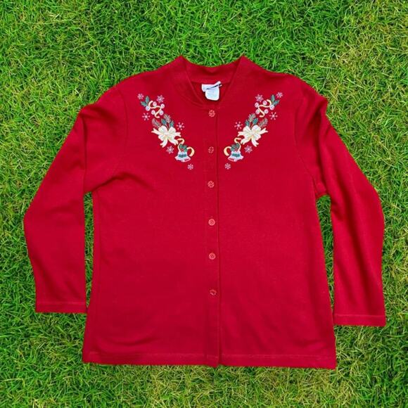 Vintage Bon Worth Grandma Christmas Holiday Embroidered sweater Medium - Picture 1 of 6